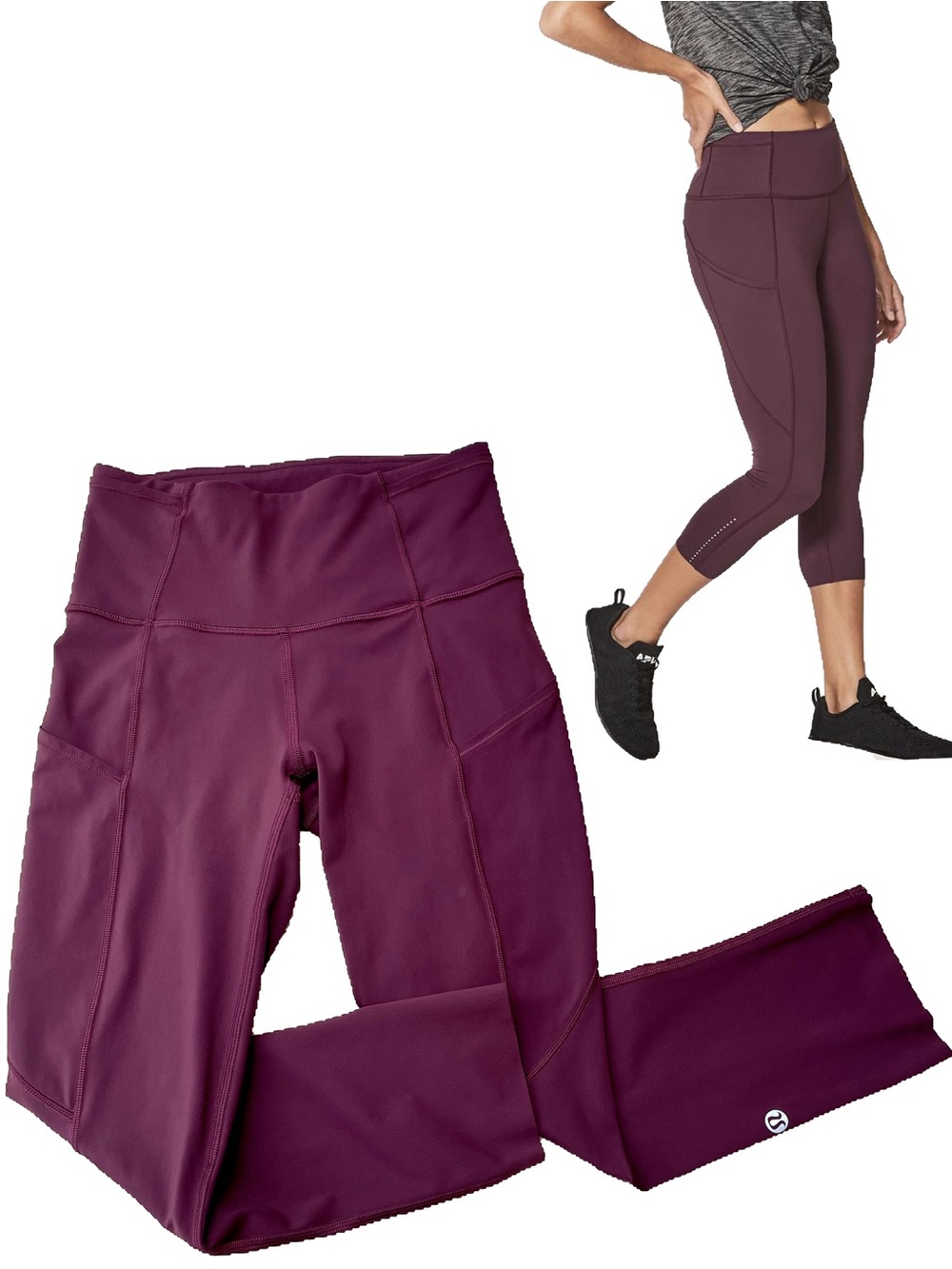 Lululemon Crop Leggings 19” Fast Free size 2‎ Burgundy Reflect Running Yoga